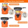 2000W 2 In 1 Camping Stove Tent Heater Outdoor Gas Stove Portable Backpacking Stove with 3 Modes 360° Radiant Heating for Camping Hiking Picnic BBQ
