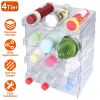 4 Tier Bottle Storage Holder 12 Bottles Transparent Stackable Bottle Organizer Standing Drink Holder Shelf for Kitchen Fridge Cabinet Pantry