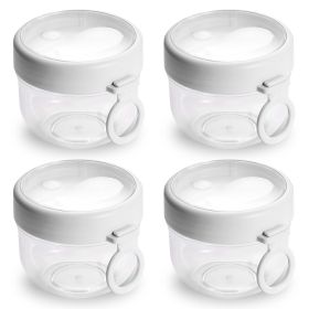4Pcs Overnight Oats Containers with Lids and Folding Spoons 20OZ Portable Leak-proof Oats Jar For Milk Vegetable and Fruit Salad Yogurt Breakfast Cere (Option: 4PcsOatsJars White)