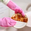 1 Pair Magic Silicone Brush Dishwashing Gloves Cleaning Sponge Pet Scrubber Heat Resistant Wash Gloves