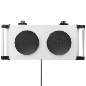 2000W Electric Dual Burner Portable Coil Heating Hot Plate Stove Countertop RV Hotplate with 5 Temperature Adjustments Portable Handles (Option: Stove SilverDouble)