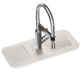 Faucet Splash Mat 14.56x5.51in Silicone Sink Drying Mat Water Drip Catching Tray Water Drainage Pad Sponge Soap Holder for Kitchen Bathroom Sink Fauce (Option: SinkSplashGuard Beige)