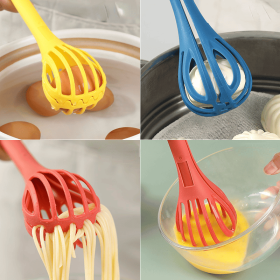 1pc; Multifunctional 3-in-1 Egg Whisk Food Holder Noodle Holder Baking Tool Egg Stirrer Manual Whisk 1 Pack 11.02''×2.76'' (Color: green)