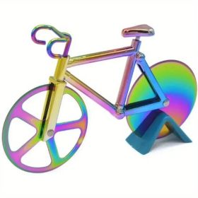 Novelty Bike Pizza Slicer – Durable Stainless Steel Blade & Easy-Clean Design (Color: Rose Golden)