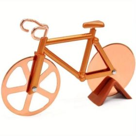 Novelty Bike Pizza Slicer – Durable Stainless Steel Blade & Easy-Clean Design (Color: orange)