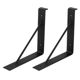2Pack Wall Mounted Shelf Bracket Heavy Duty L-Shaped Metal Shelf Bracket Rack Support with Screws Set (Option: 2PcsShelfBracket T1)